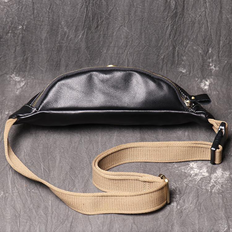 Top Leather Fanny Pack Men's Black Chest Bag Hip Bag Black Best Waist Bag For Men 2020