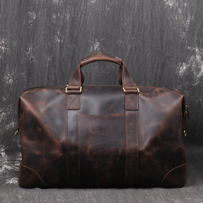 Vintage Large Leather Men's Travel Bag Overnight Bag Weekender Bag For Men