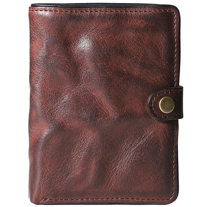 Pleated Leather Mens Vertical Black billfold Wallet Men Brown Small Bifold Wallets for Men