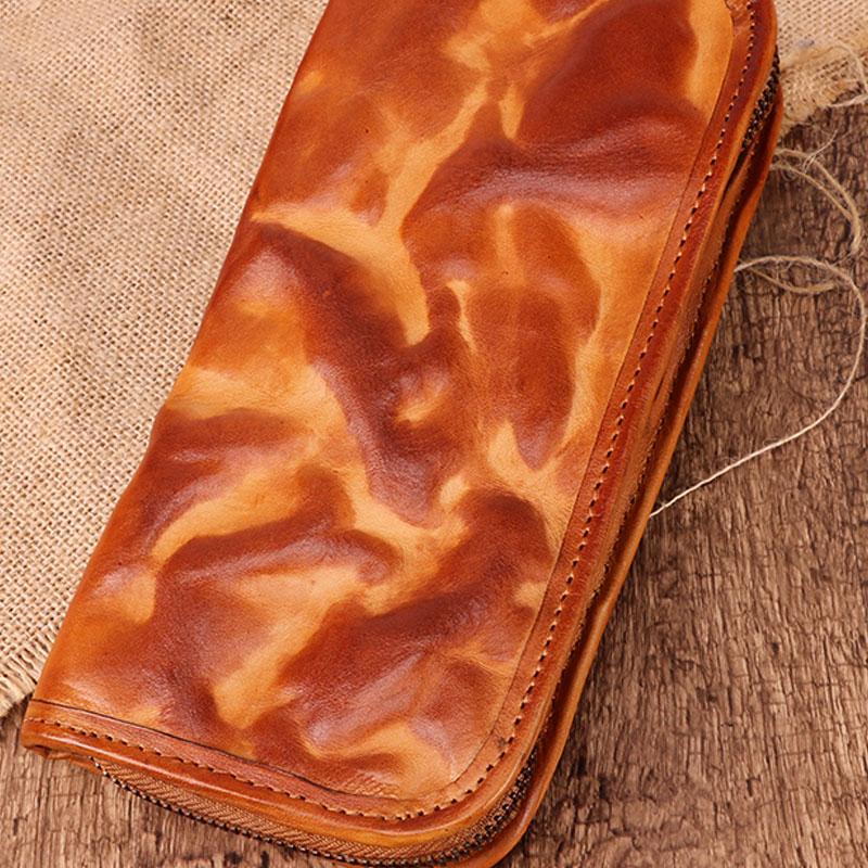 COOL MENS LEATHER ZIPPER LONG CLUTCH WALLETs ZIPPER VINTAGE LONG WALLET FOR MEN