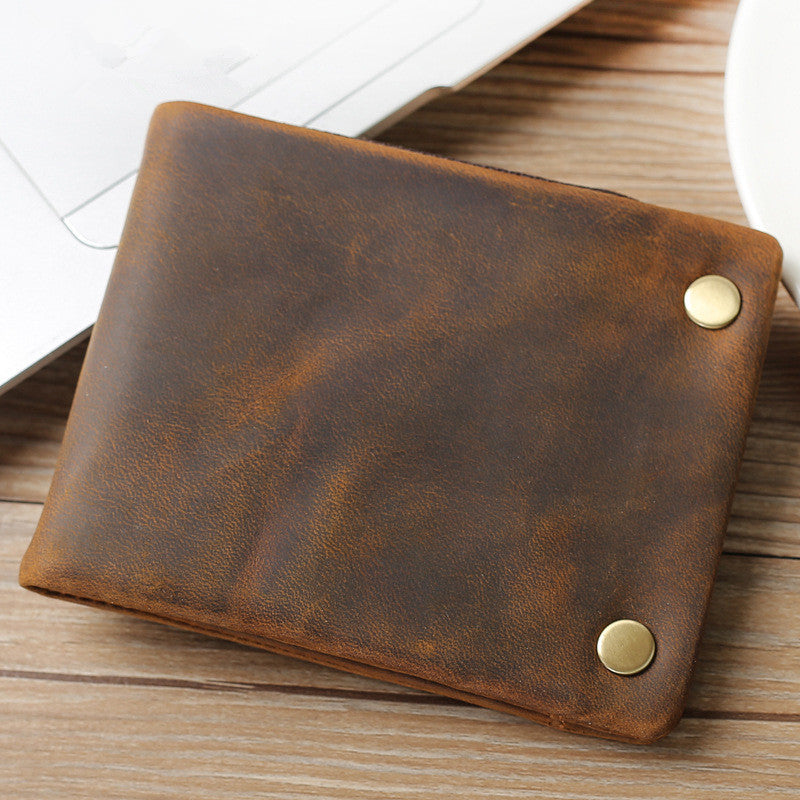 Dark Brown Small MENS LEATHER Brown Trifold Wallet SLIM billfold Brown Wallet FOR MEN