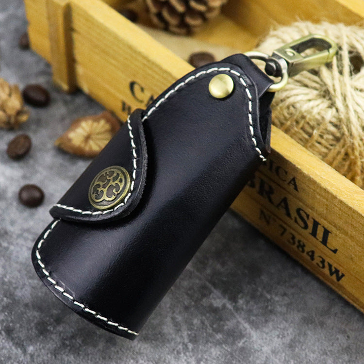 Cool Black Leather Men's Key Wallet Car Key Red Holder Key Holder For Men