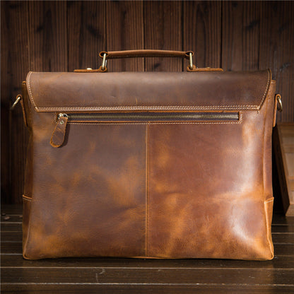 Vintage Brown Leather Mens Briefcase 13inch Laptop Bag Business Bag Handbag For Men