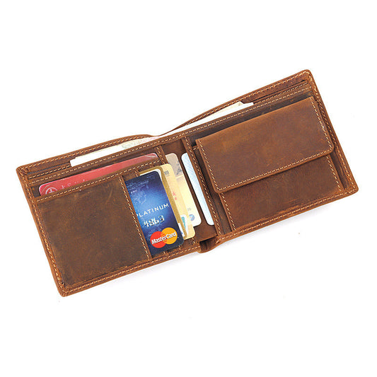 Slim Brown Leather Men's Bifold Small Wallet billfold Front Pocket Wallet For Men