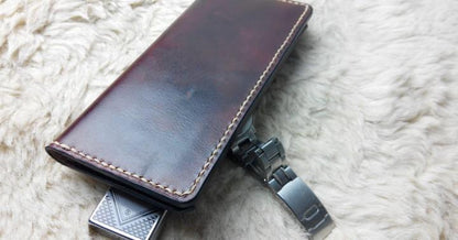 Vintage Leather Bifold Mens Long Wallet Leather Long Wallets for Men