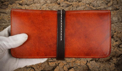 Handmade Leather Mens Clutch Wallet Cool Leather Wallet Long Phone Wallets for Men