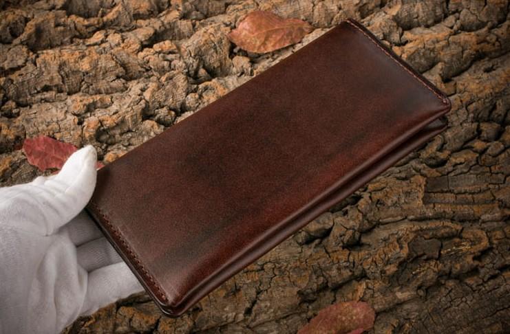 Handmade Leather Mens Clutch Wallet Cool Leather Wallet Long Phone Wallets for Men