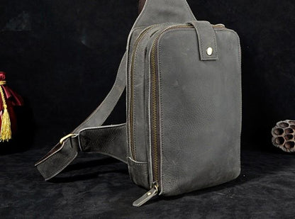 Cool Leather Mens  Sling One Shoulder Bag Sling Bag Sling Backpacks Chest Bag for men