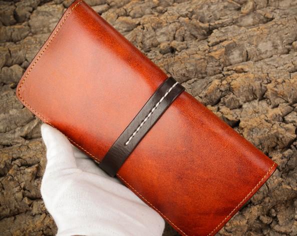 Handmade Leather Mens Clutch Wallet Cool Leather Wallet Long Phone Wallets for Men