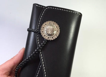 Handmade Leather Mens Clutch Wallet Cool Wallet Long Wallets for Men Women