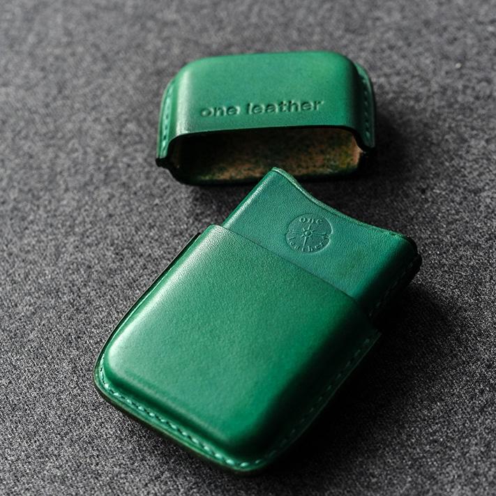 Handmade Green Leather Mens 11pcs Cigarette Holder Case Cool Custom Cigarette Case for Men