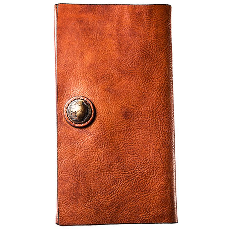 Handmade Leather Mens Cool Long Leather Wallet Bifold Clutch Wallet for Men