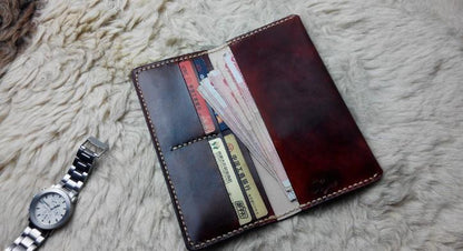 Vintage Leather Bifold Mens Long Wallet Leather Long Wallets for Men