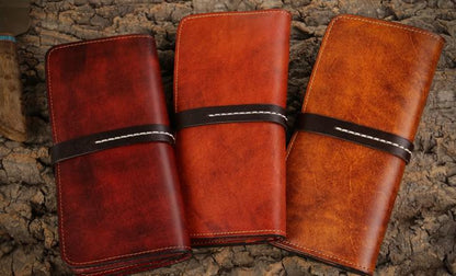 Handmade Leather Mens Clutch Wallet Cool Leather Wallet Long Phone Wallets for Men