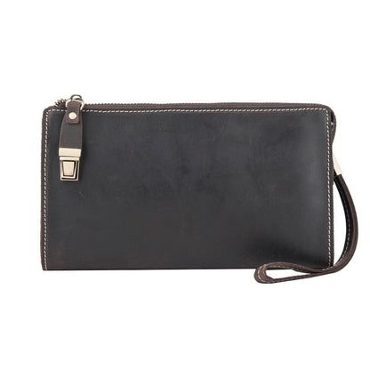 Leather Wristlet Zip Clutch Wallet Mens Brown Wristlet Purse Leather Clutch Bags For Men