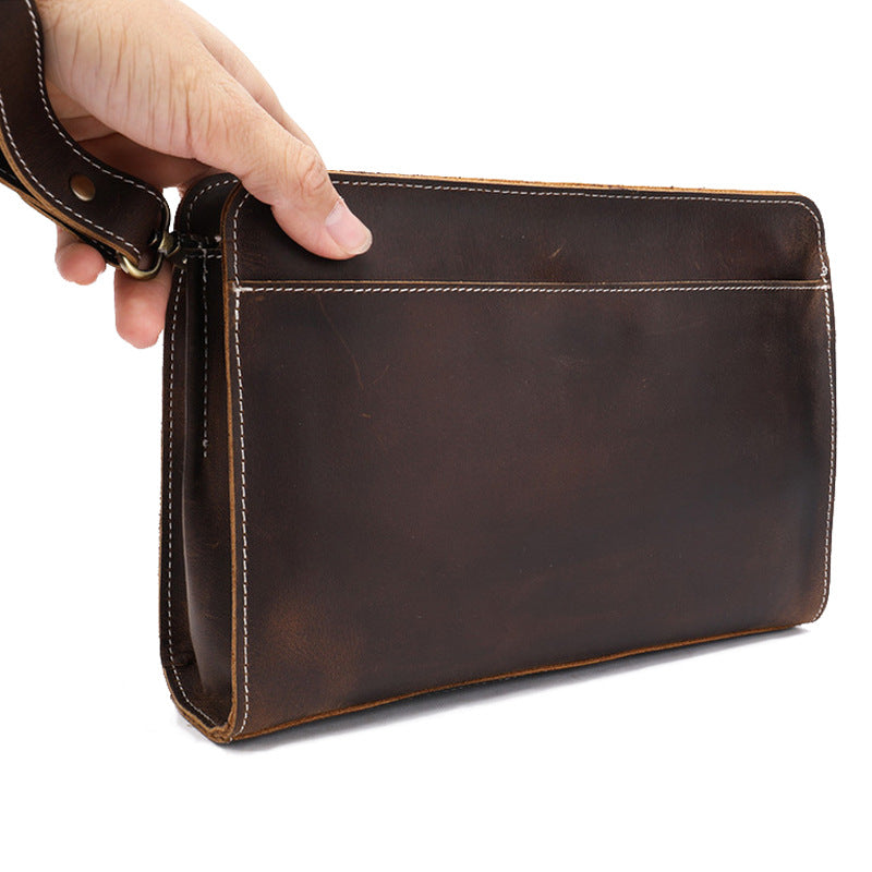 Cool Leather Mens Clutch Bag Wristlet Bag Clutch Wallet Business Clutch for Men