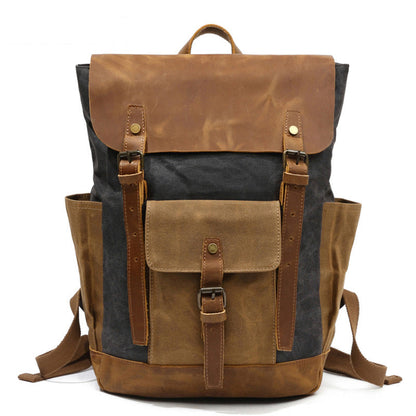 Cool Waxed Canvas Mens Womens Waterproof Large Travel Backpack 15'' Computer Hiking Backpack for Men