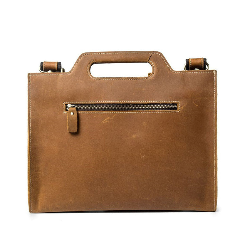 Brown Leather Men's Simple Professional Briefcase 13¡®¡¯ Laptop Handbag Business Bag For Men