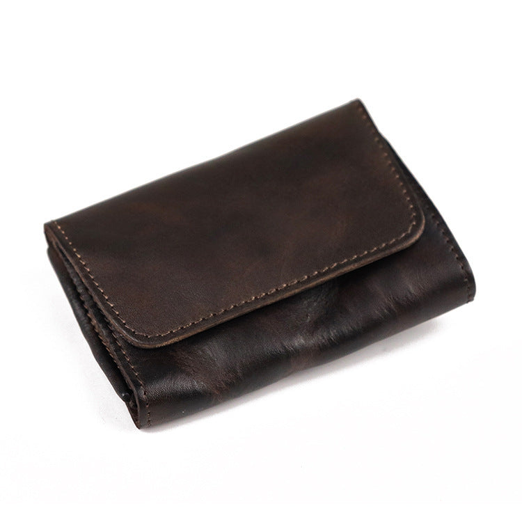 Vintage Brown Leather Men's Small Wallet Card Wallet Black billfold Front Pocket Wallet For Men