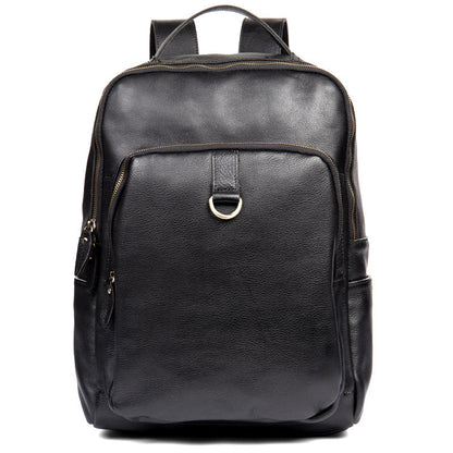 Casual Black Mens Leather 15-inch Computer Backpack Coffee Satchel Backpack School Backpacks for men