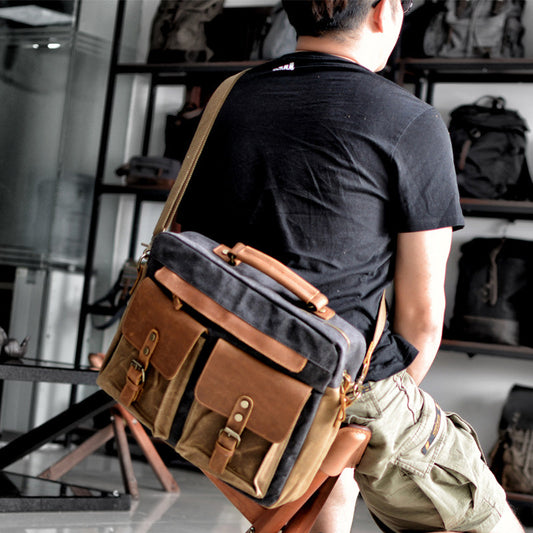 Waxed Canvas Mens Postman Bag Side Bag Shoulder Bag Messenger Bag For Men