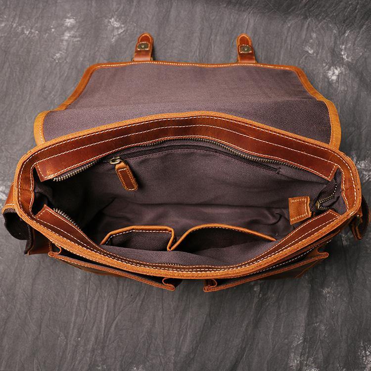 Cool Brown LEATHER MENS 12'' Side BAG COURIER BAG Brown MESSENGER BAG FOR MEN