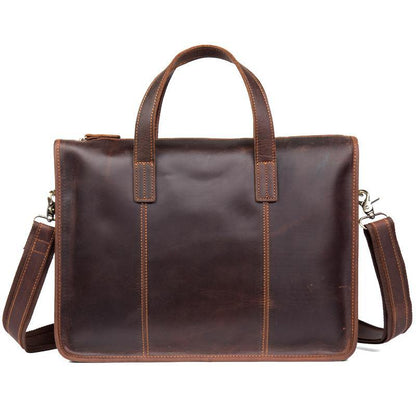 Vintage Dark Brown Leather Mens 12 inches Briefcase Laptop Side Bag Business Bags Work Bags for Men