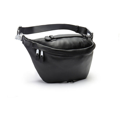 Black Mens Leather Fanny Pack Bum Bag Black Fanny Bag Black Waist Bags For Men