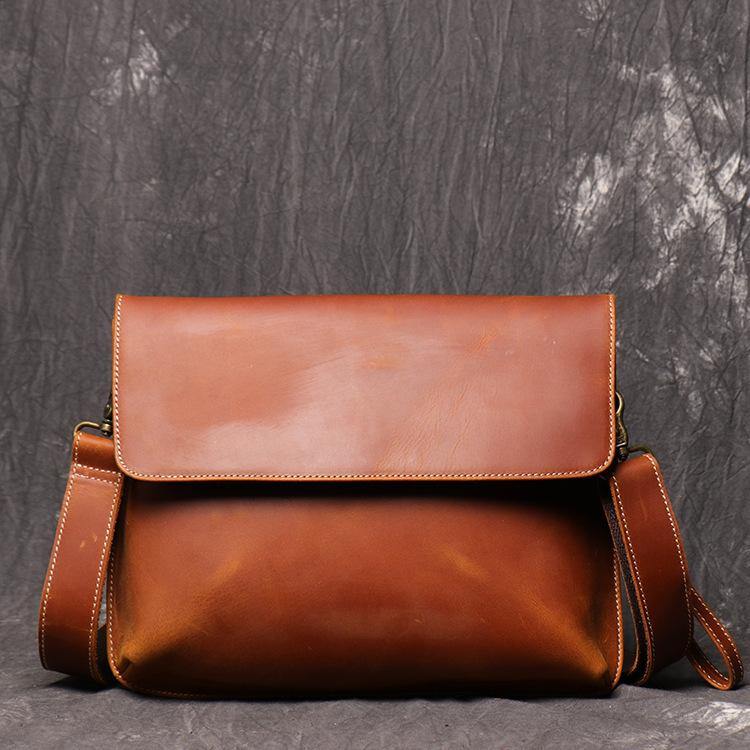 Slim Black Courier Bag Leather Mens Ipad Side Bag Portfolio Folder Messenger Bag for Men