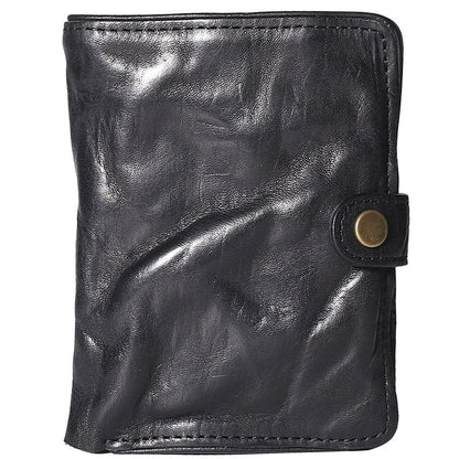 Pleated Leather Mens Vertical Black billfold Wallet Men Brown Small Bifold Wallets for Men