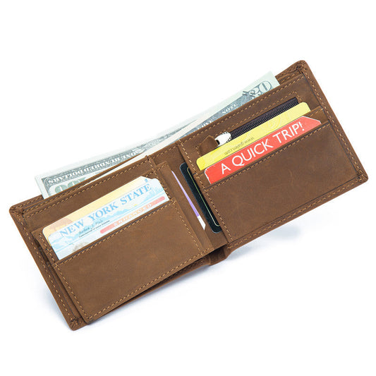 Vintage Leather Mens Slim Small Wallet billfold Bifold Wallet Front Pocket Wallet Driving License Wallet for Men