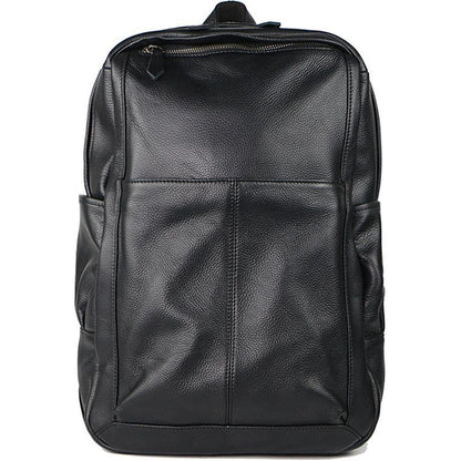 Black Cool Leather Mens School Backpack College Backpack 15' Black Computer Backpack For Men