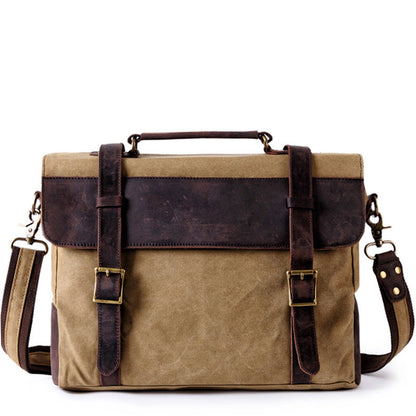 Washed Canvas Leather Mens Side Bag 14¡®¡¯ Messenger Bag Computer Bag For Men