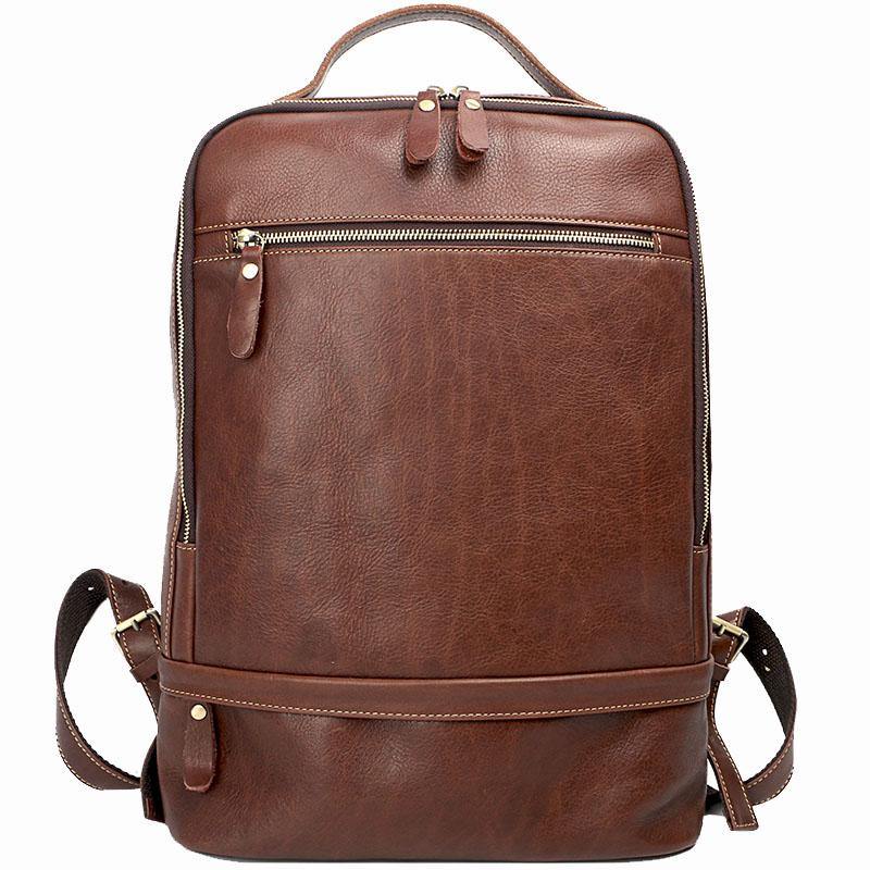 Brown Cool Leather Mens School Backpack College Backpack Computer Backpack For Men