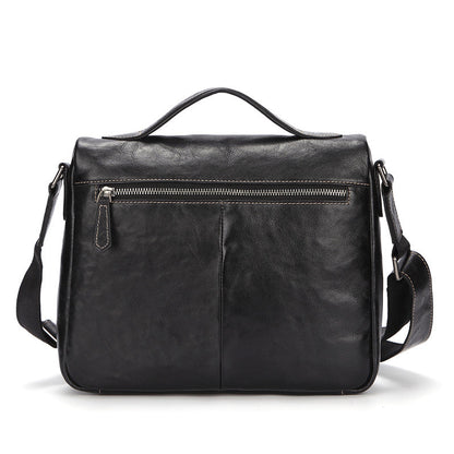 Fashion Black Leather Men's Professional Briefcase Handbag Black Side Bag Shoulder Bag For Men