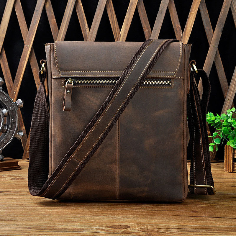 Cool Leather Mens Tablet Messenger Bag Small Side Bag Messenger Bag For Men