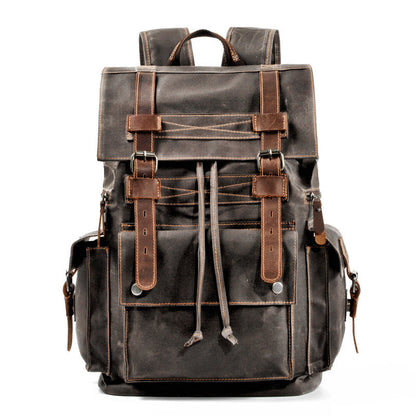 Cool Canvas Mens Vintage Large Black Backpack Computer Khaki Backpack Travel Backpack Hiking Backpackfor Men