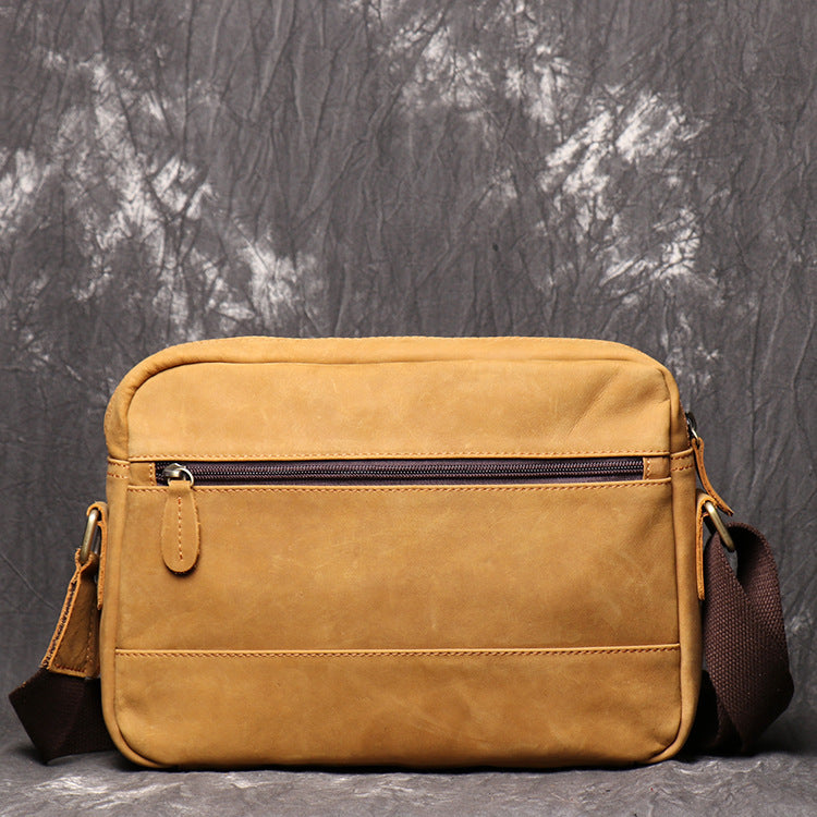 Tan Leather Men's Messenger Bag Side Bag iPad Courier Bags Tan Postman Bag For Men