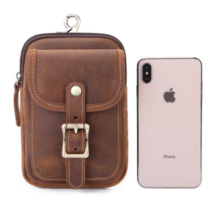 Brown Leather Cell Phone Holster Waist Pouches Belt Pouch Belt Bag For Men