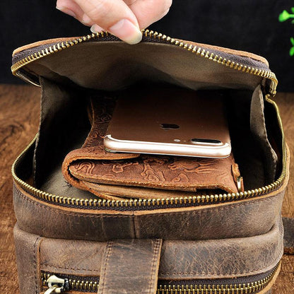 Cool Leather Mens  Sling One Shoulder Bag Sling Bag Sling Backpacks Chest Bag for men