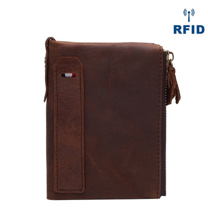 RFID Brown Leather Men's Small Blue Bifold Business Wallet Black Slim billfold Wallet Coin Purse For Men