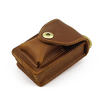 Leather Mens Cigarette Cases with Lighter Holder With Belt Loop Cigarette Holder For Men