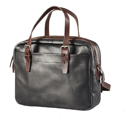 Fashion Leather Mens Cool Black Business Bag 13'' Messenger Bag Briefcase Brown Work Bag Laptop Bag for men