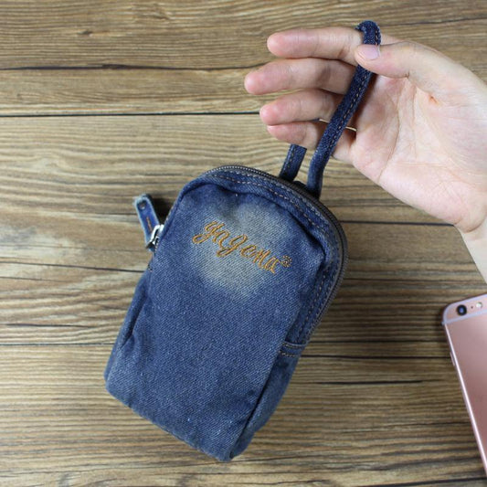 Denim  Womens Mens Mobile Bag Wristlet Bag Jean Blue Clutch Purse For Women