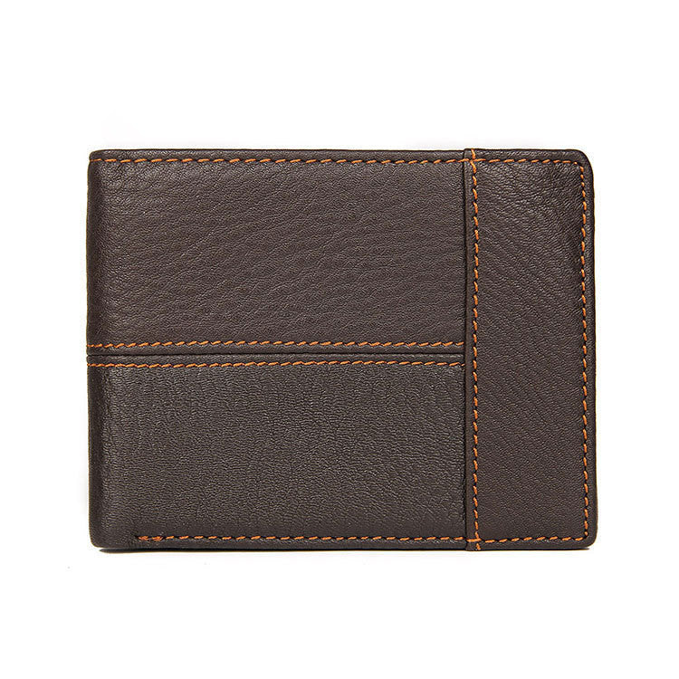 Cool Leather Brown Men's Business Zipper billfold Small Wallet Black Bifold Wallet Card Wallet For Men