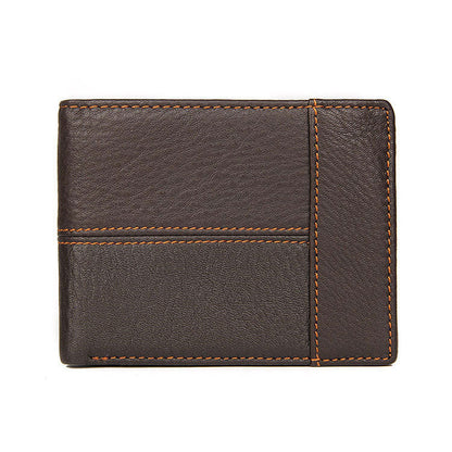 Cool Leather Brown Men's Business Zipper billfold Small Wallet Black Bifold Wallet Card Wallet For Men