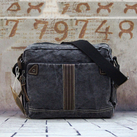 Vintage Canvas Black Mens Small Postman Bag Green Canvas Messenger Bags Small Courier Bag For Men