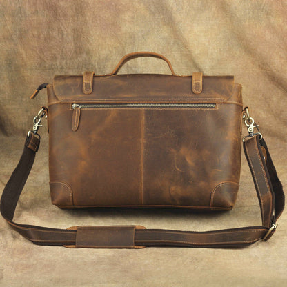 Brown Leather Men's Professional Briefcase 14¡®¡¯ Laptop Handbag Business Bag For Men