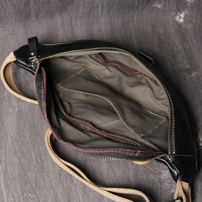 Top Leather Fanny Pack Men's Black Chest Bag Hip Bag Black Best Waist Bag For Men 2020