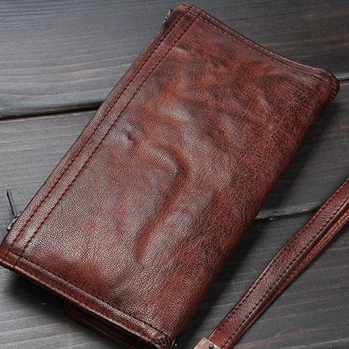 Handmade Mens Cool Long Leather Chain Wallet Cards Biker Trucker Wristlet Wallet